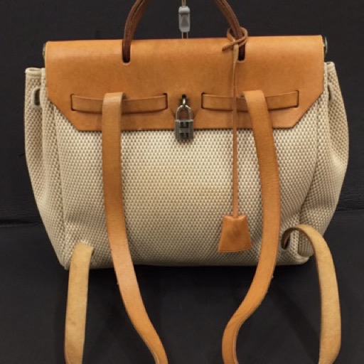 エルメス G刻印 エールバッグ アド リュック 鞄 ベージュ×ブラウン系 カデナ・鍵付き HERMES